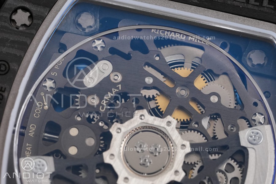 AVF RM67-02 Black NTPT Spain Skeleton Dial on Yellow Elastic strap CRMA7 Clone