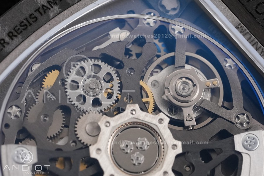 AVF RM67-02 Black NTPT Spain Skeleton Dial on Yellow Elastic strap CRMA7 Clone