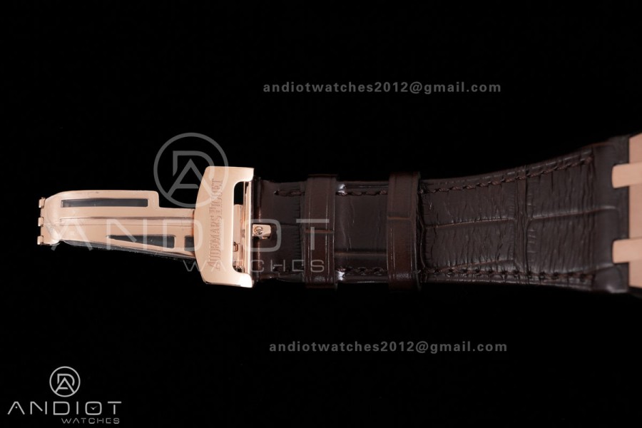 Royal Oak Chrono 26240 RG DDF 1:1 Best Edition Brown Dial on Brown Leather Bracelet DD4401 Super Clone (SW Dial)