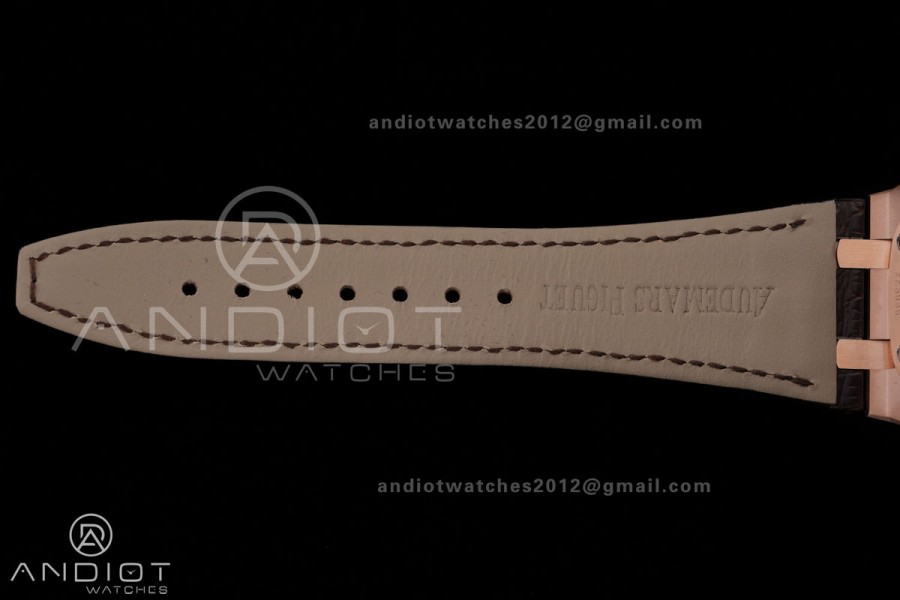 Royal Oak Chrono 26240 RG DDF 1:1 Best Edition Brown Dial on Brown Leather Bracelet DD4401 Super Clone (SW Dial)