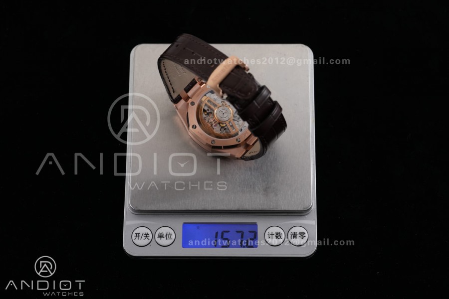 Royal Oak Chrono 26240 RG DDF 1:1 Best Edition Brown Dial on Brown Leather Bracelet DD4401 Super Clone (SW Dial)