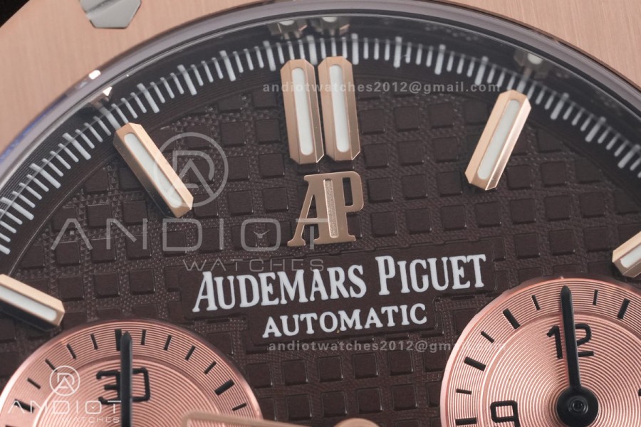 Royal Oak Chrono 26240 RG DDF 1:1 Best Edition Brown Dial on Brown Leather Bracelet DD4401 Super Clone (SW Dial)