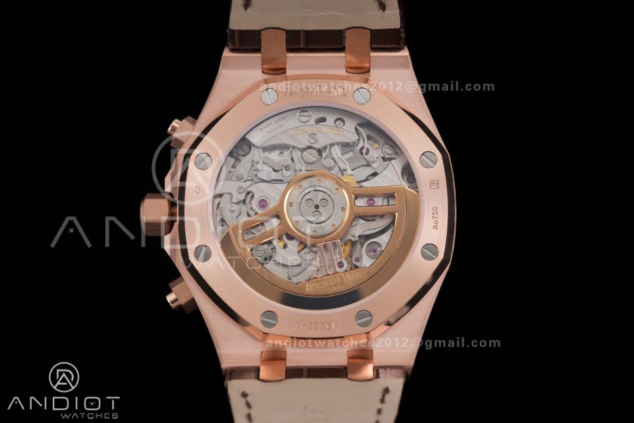 Royal Oak Chrono 26240 RG DDF 1:1 Best Edition Brown Dial on Brown Leather Bracelet DD4401 Super Clone (SW Dial)
