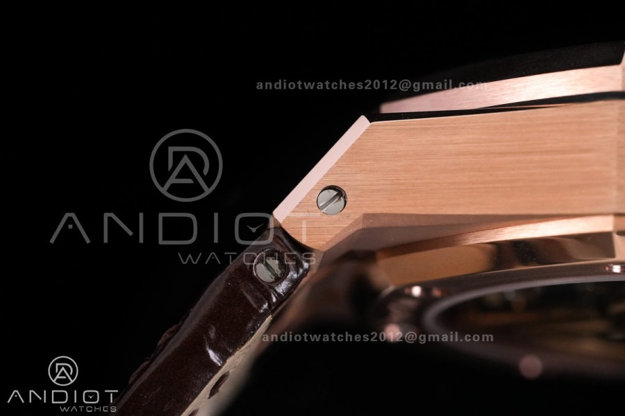 Royal Oak Chrono 26240 RG DDF 1:1 Best Edition White Dial on Brown Leather Bracelet DD4401 Super Clone (SW Dial)