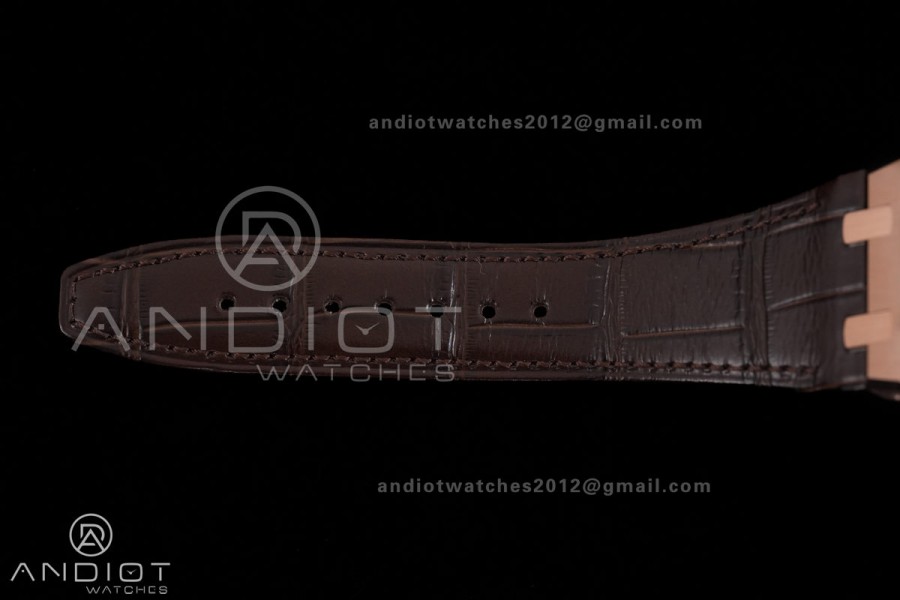 Royal Oak Chrono 26240 RG DDF 1:1 Best Edition White Dial on Brown Leather Bracelet DD4401 Super Clone (SW Dial)