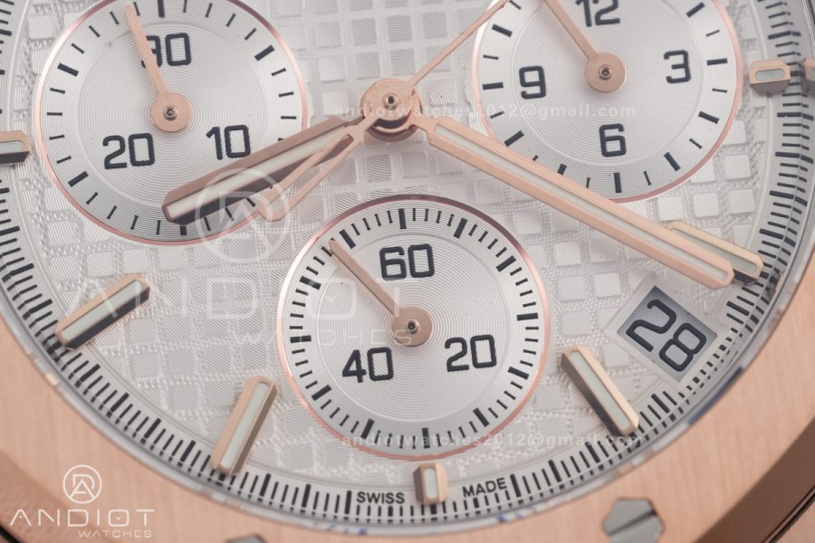 Royal Oak Chrono 26240 RG DDF 1:1 Best Edition White Dial on Brown Leather Bracelet DD4401 Super Clone (SW Dial)