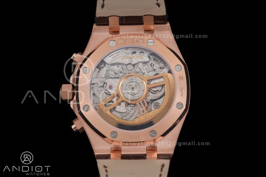 Royal Oak Chrono 26240 RG DDF 1:1 Best Edition White Dial on Brown Leather Bracelet DD4401 Super Clone (SW Dial)