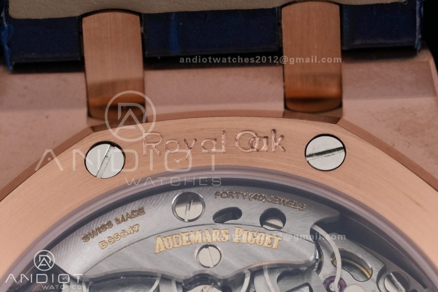 Royal Oak Chrono 26240 RG DDF 1:1 Best Edition Blue Dial on Blue Leather Bracelet DD4401 Super Clone (SW Dial)