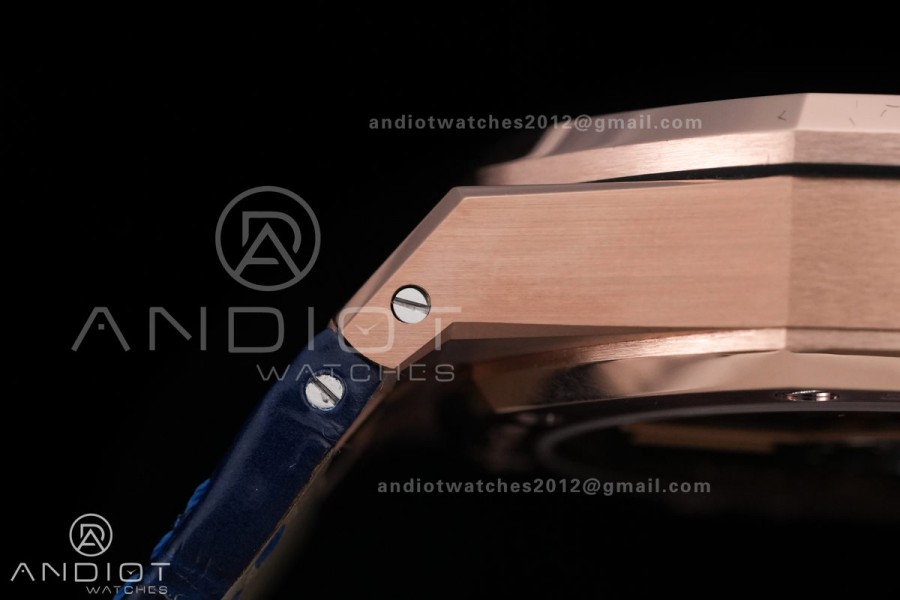 Royal Oak Chrono 26240 RG DDF 1:1 Best Edition Blue Dial on Blue Leather Bracelet DD4401 Super Clone (SW Dial)