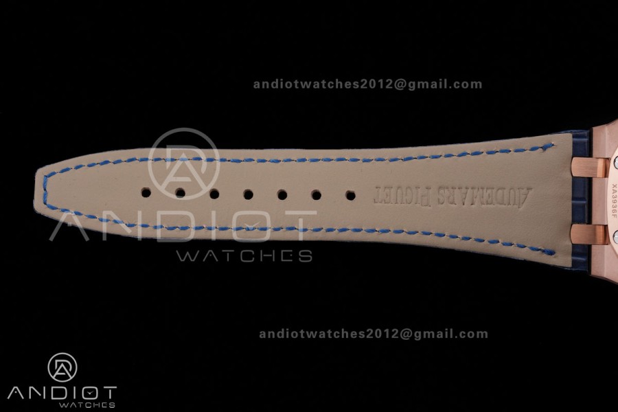 Royal Oak Chrono 26240 RG DDF 1:1 Best Edition Blue Dial on Blue Leather Bracelet DD4401 Super Clone (SW Dial)