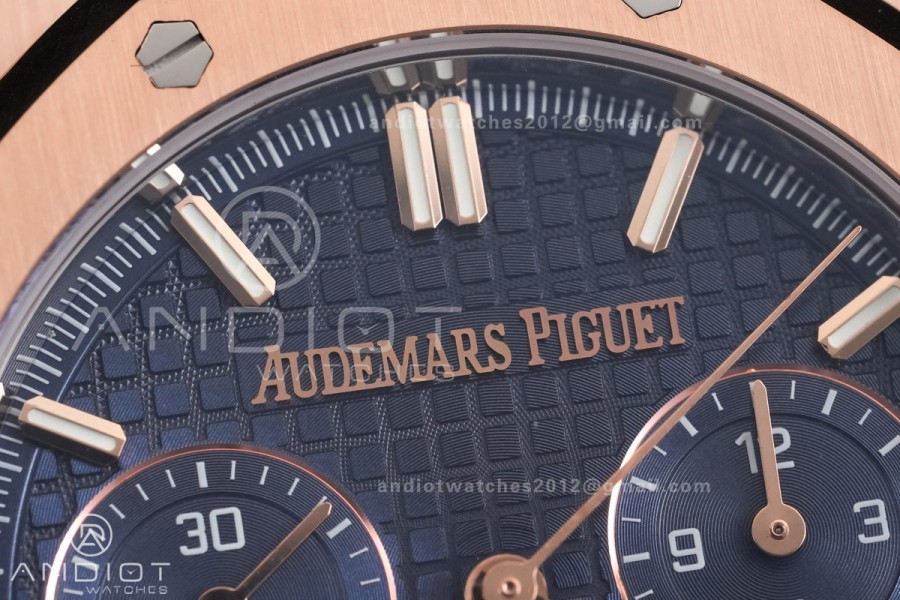 Royal Oak Chrono 26240 RG DDF 1:1 Best Edition Blue Dial on Blue Leather Bracelet DD4401 Super Clone (SW Dial)