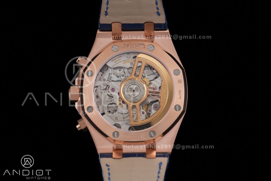 Royal Oak Chrono 26240 RG DDF 1:1 Best Edition Blue Dial on Blue Leather Bracelet DD4401 Super Clone (SW Dial)