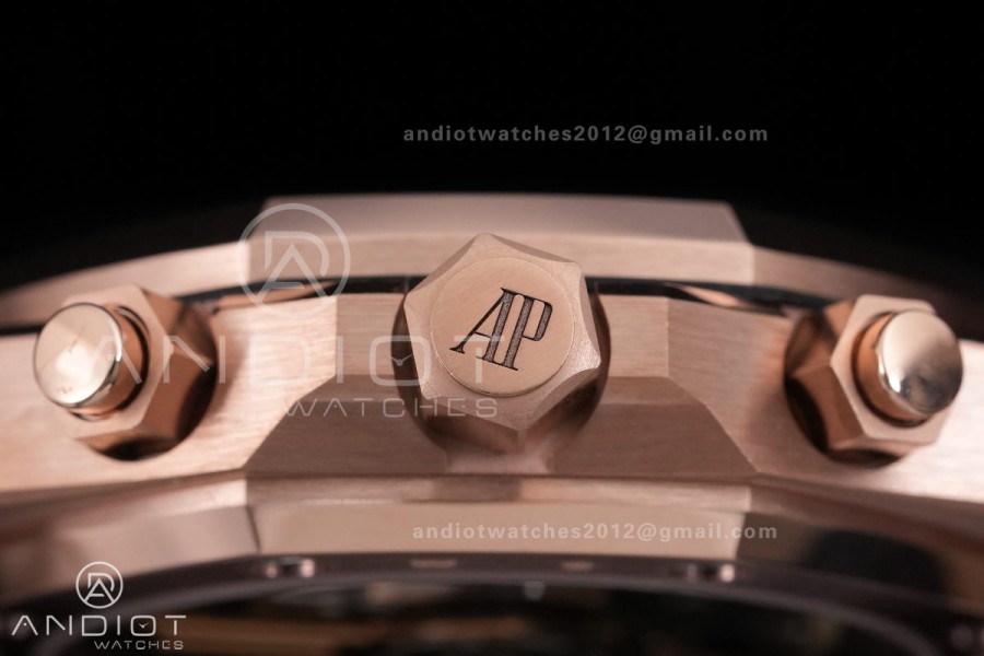 Royal Oak Chrono 26240 RG DDF 1:1 Best Edition Blue/RG Dial on Blue Leather Strap DD4401 Super Clone (SW Dial)