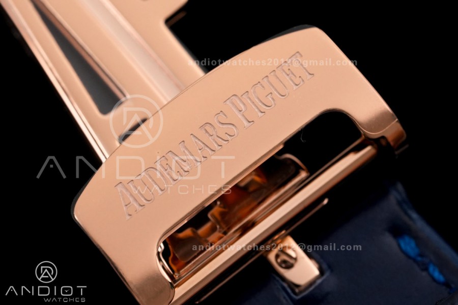 Royal Oak Chrono 26240 RG DDF 1:1 Best Edition Blue/RG Dial on Blue Leather Strap DD4401 Super Clone (SW Dial)