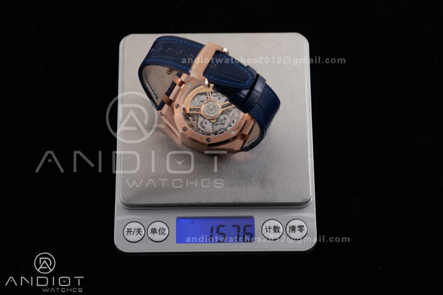 Royal Oak Chrono 26240 RG DDF 1:1 Best Edition Blue/RG Dial on Blue Leather Strap DD4401 Super Clone (SW Dial)