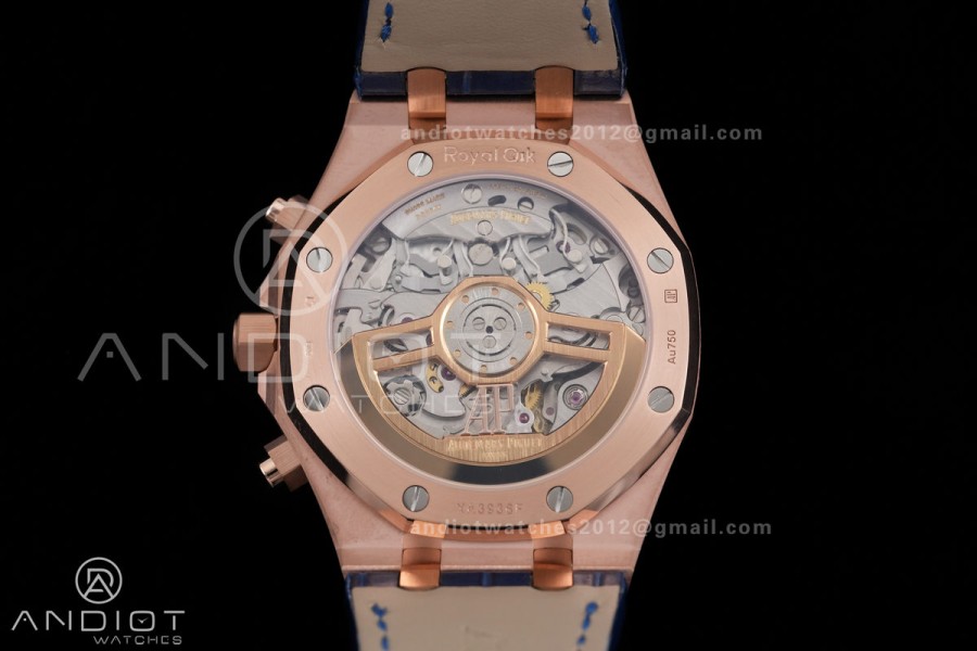 Royal Oak Chrono 26240 RG DDF 1:1 Best Edition Blue/RG Dial on Blue Leather Strap DD4401 Super Clone (SW Dial)