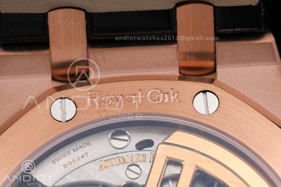 Royal Oak Chrono 26240 RG DDF 1:1 Best Edition Black Dial on Black Leather Bracelet DD4401 Super Clone (SW Dial)