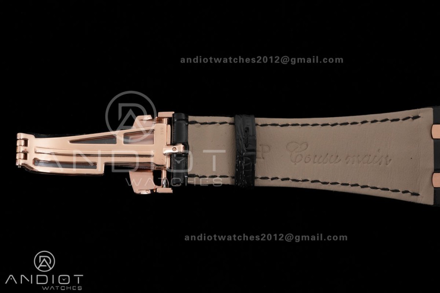 Royal Oak Chrono 26240 RG DDF 1:1 Best Edition Black Dial on Black Leather Bracelet DD4401 Super Clone (SW Dial)