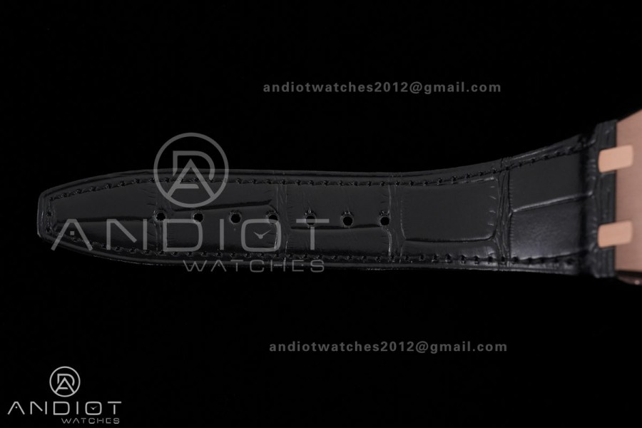 Royal Oak Chrono 26240 RG DDF 1:1 Best Edition Black Dial on Black Leather Bracelet DD4401 Super Clone (SW Dial)