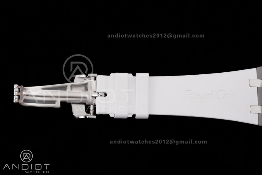 Royal Oak Chrono 26240 SS DDF 1:1 Best Edition White Dial on White Rubber Strap DD4401 Super Clone (SW Dial)