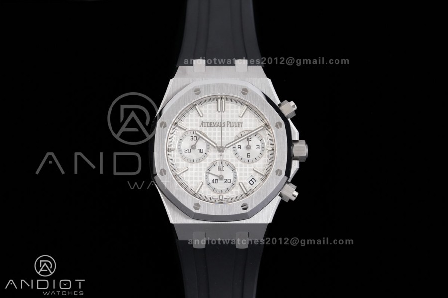 Royal Oak Chrono 26240 SS DDF 1:1 Best Edition White Dial on Rubber Strap DD4401 Super Clone (SW Dial)