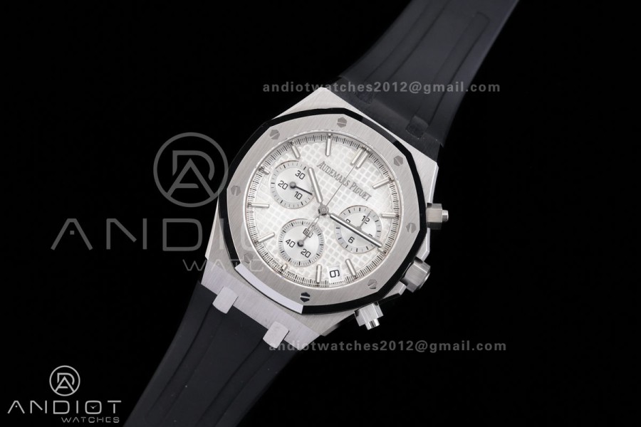Royal Oak Chrono 26240 SS DDF 1:1 Best Edition White Dial on Rubber Strap DD4401 Super Clone (SW Dial)