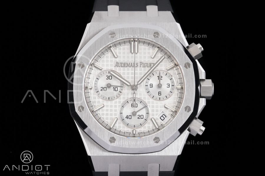 Royal Oak Chrono 26240 SS DDF 1:1 Best Edition White Dial on Rubber Strap DD4401 Super Clone (SW Dial)