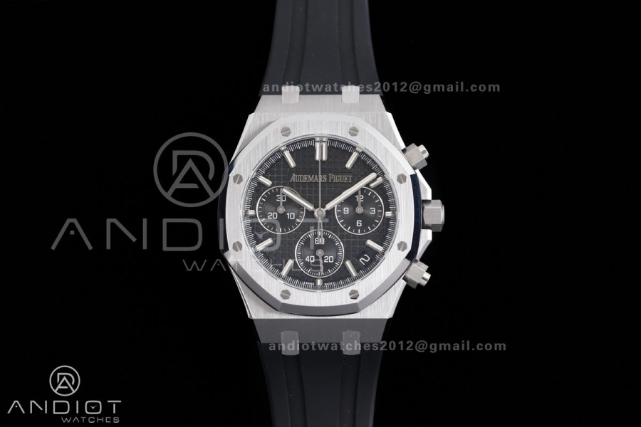 Royal Oak Chrono 26240 SS DDF 1:1 Best Edition Black Dial on Rubber Strap DD4401 Super Clone (SW Dial)