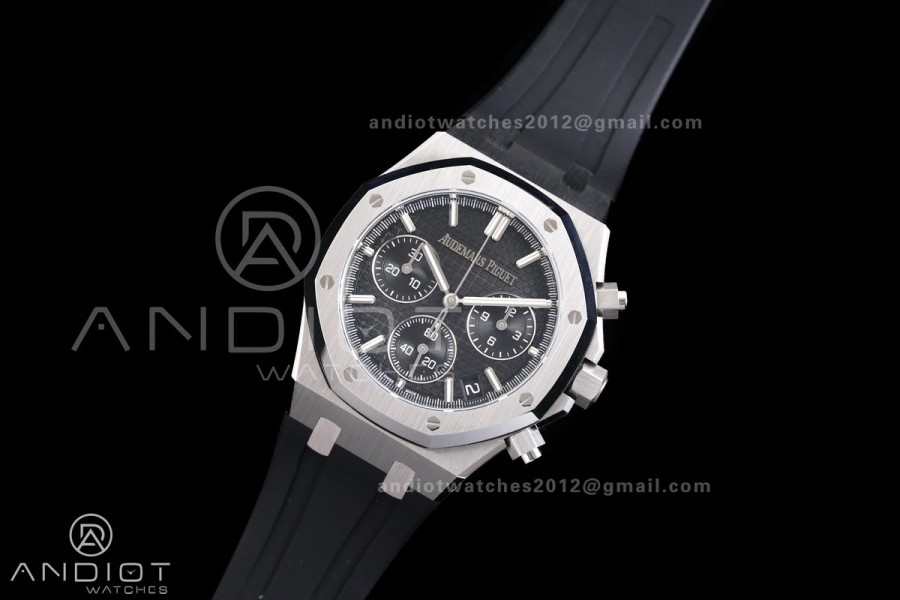 Royal Oak Chrono 26240 SS DDF 1:1 Best Edition Black Dial on Rubber Strap DD4401 Super Clone (SW Dial)