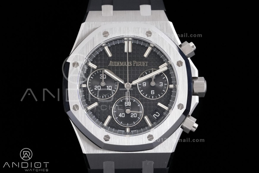 Royal Oak Chrono 26240 SS DDF 1:1 Best Edition Black Dial on Rubber Strap DD4401 Super Clone (SW Dial)
