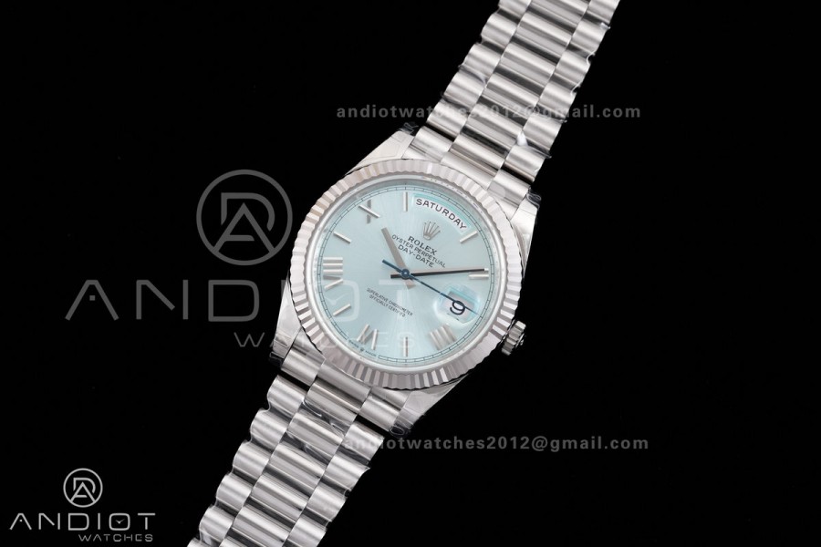 DayDate 40 228239 VSF 1:1 Best Edition Ice Blue Roman Dial on President Bracelet VS3255