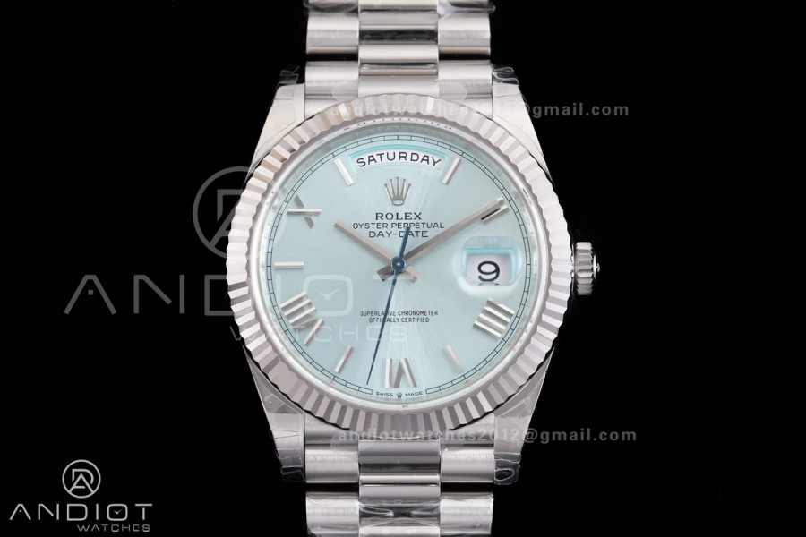 DayDate 40 228239 VSF 1:1 Best Edition Ice Blue Roman Dial on President Bracelet VS3255