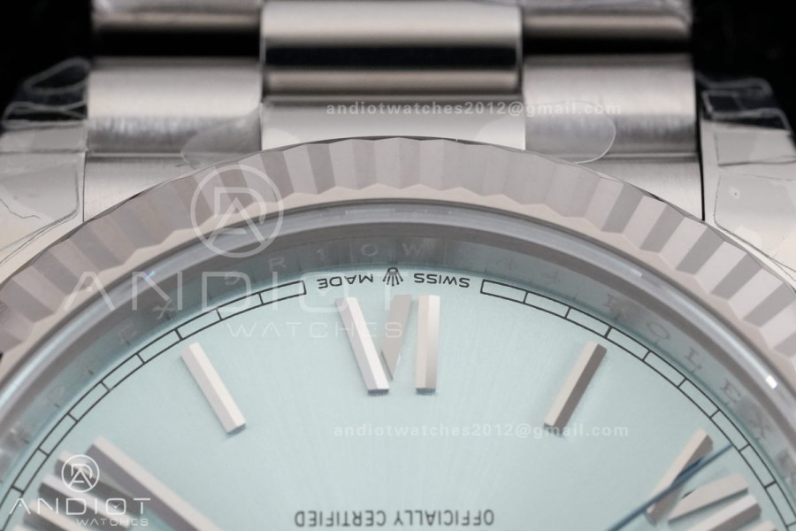 DayDate 40 228239 VSF 1:1 Best Edition Ice Blue Roman Dial on President Bracelet VS3255