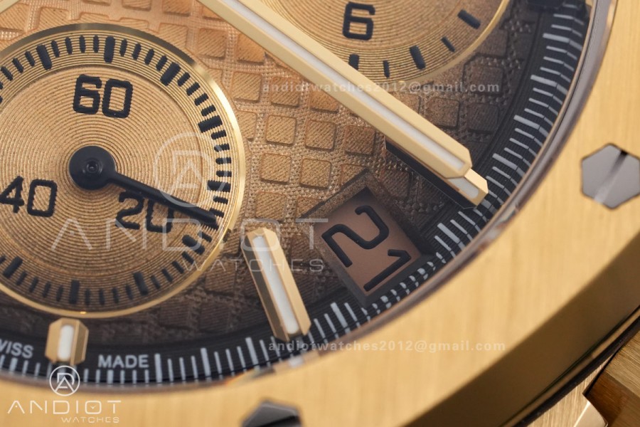 Royal Oak Chrono 26240 Frosted YG DDF 1:1 Best Edition YG Smoked Dial on YG Bracelet DD4401 Super Clone (SW Dial)