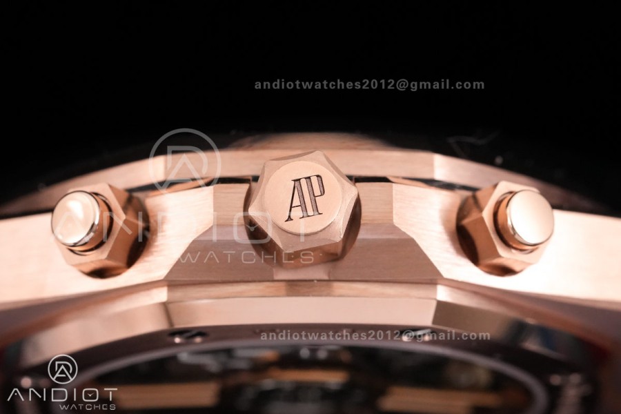 Royal Oak Chrono 26240 Frosted RG DDF 1:1 Best Edition Blue/RG Dial on RG Bracelet DD4401 Super Clone (SW Dial)