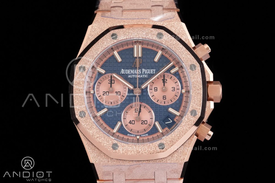 Royal Oak Chrono 26240 Frosted RG DDF 1:1 Best Edition Blue/RG Dial on RG Bracelet DD4401 Super Clone (SW Dial)