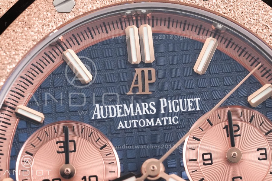 Royal Oak Chrono 26240 Frosted RG DDF 1:1 Best Edition Blue/RG Dial on RG Bracelet DD4401 Super Clone (SW Dial)