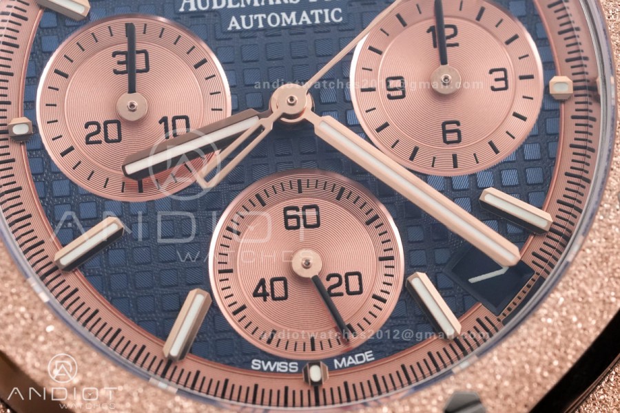 Royal Oak Chrono 26240 Frosted RG DDF 1:1 Best Edition Blue/RG Dial on RG Bracelet DD4401 Super Clone (SW Dial)