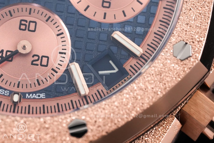 Royal Oak Chrono 26240 Frosted RG DDF 1:1 Best Edition Blue/RG Dial on RG Bracelet DD4401 Super Clone (SW Dial)