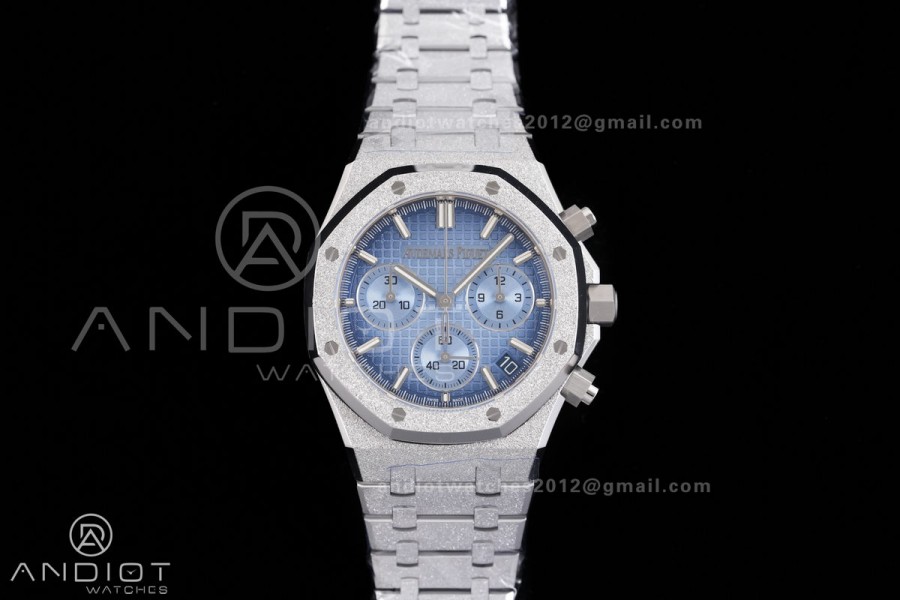 Royal Oak Chrono 26240 Frosted SS DDF 1:1 Best Edition Ice Blue Dial on Bracelet DD4401 Super Clone (SW Dial)