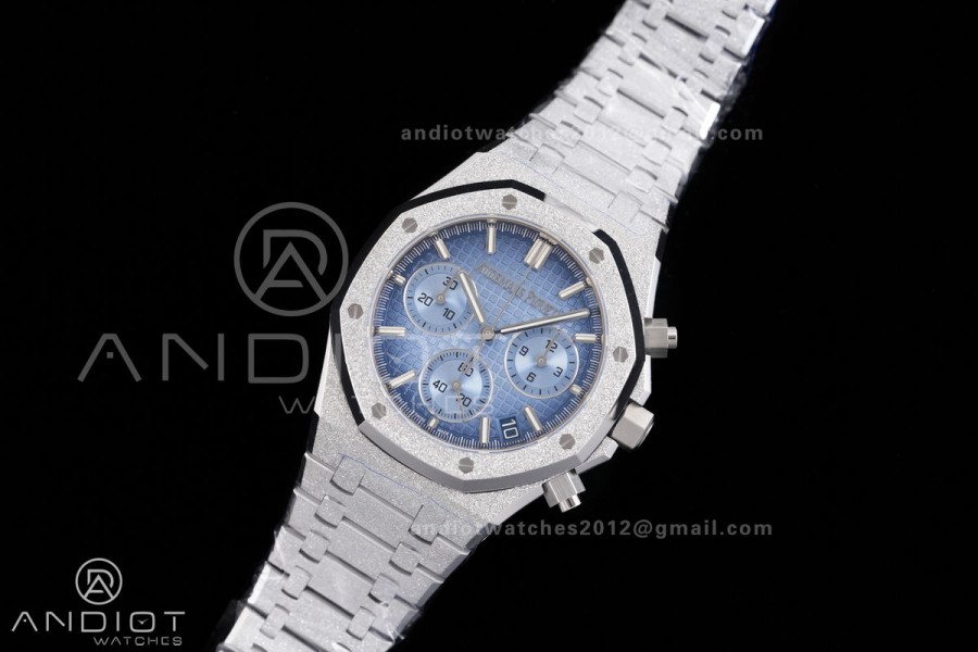 Royal Oak Chrono 26240 Frosted SS DDF 1:1 Best Edition Ice Blue Dial on Bracelet DD4401 Super Clone (SW Dial)