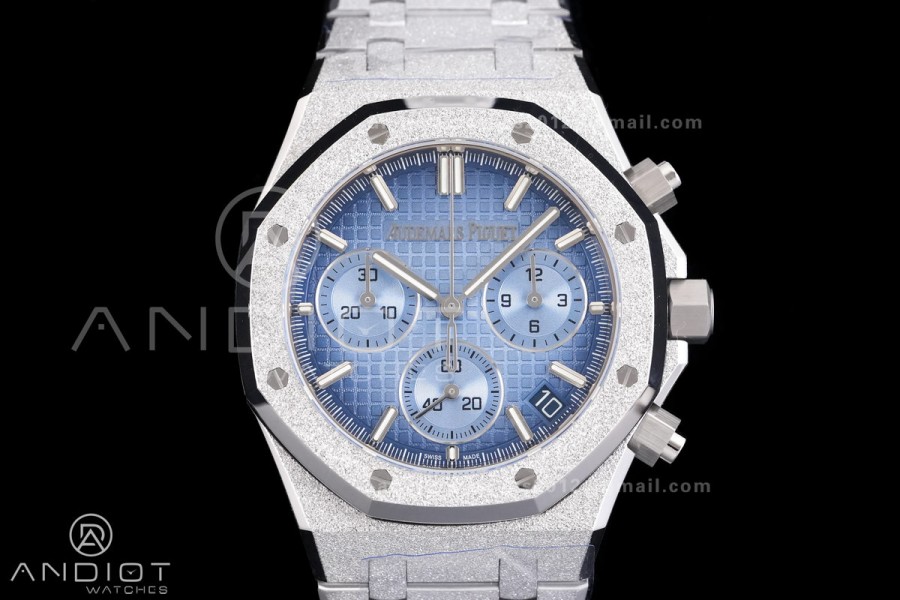 Royal Oak Chrono 26240 Frosted SS DDF 1:1 Best Edition Ice Blue Dial on Bracelet DD4401 Super Clone (SW Dial)