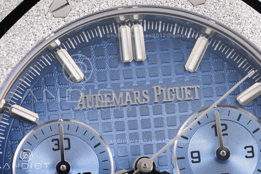 Royal Oak Chrono 26240 Frosted SS DDF 1:1 Best Edition Ice Blue Dial on Bracelet DD4401 Super Clone (SW Dial)