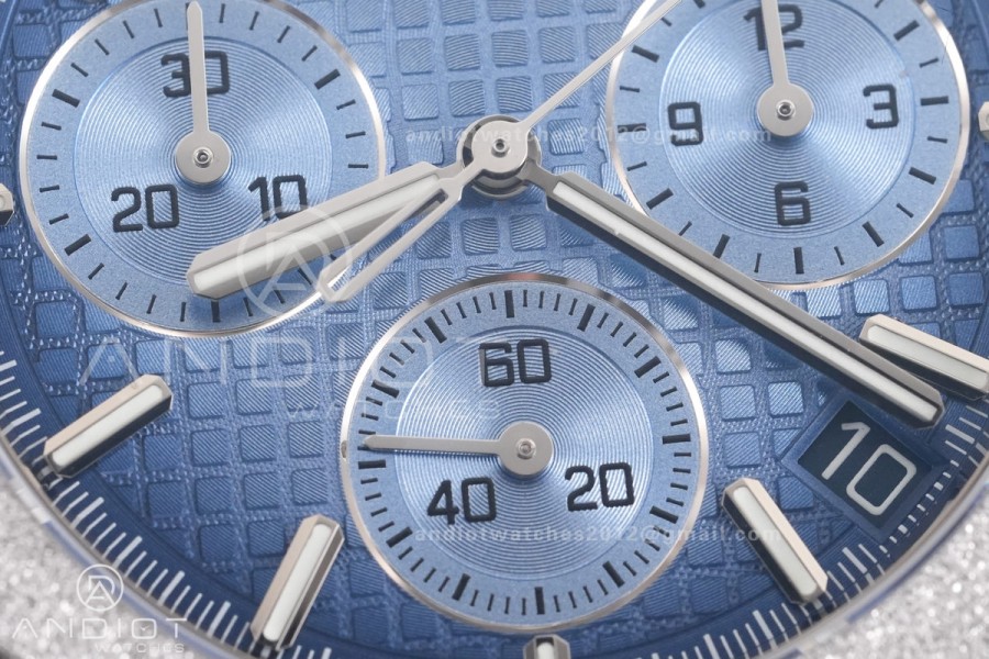 Royal Oak Chrono 26240 Frosted SS DDF 1:1 Best Edition Ice Blue Dial on Bracelet DD4401 Super Clone (SW Dial)