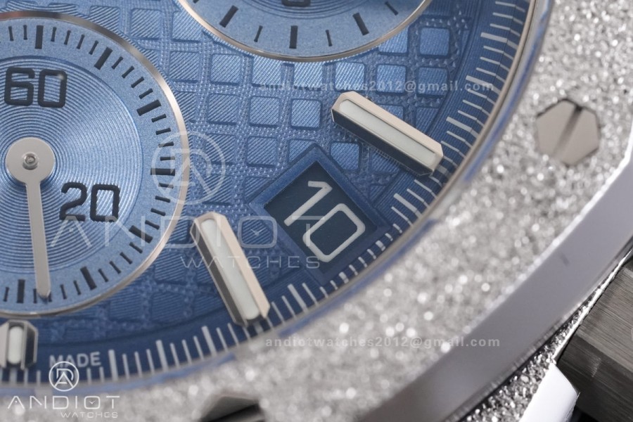 Royal Oak Chrono 26240 Frosted SS DDF 1:1 Best Edition Ice Blue Dial on Bracelet DD4401 Super Clone (SW Dial)