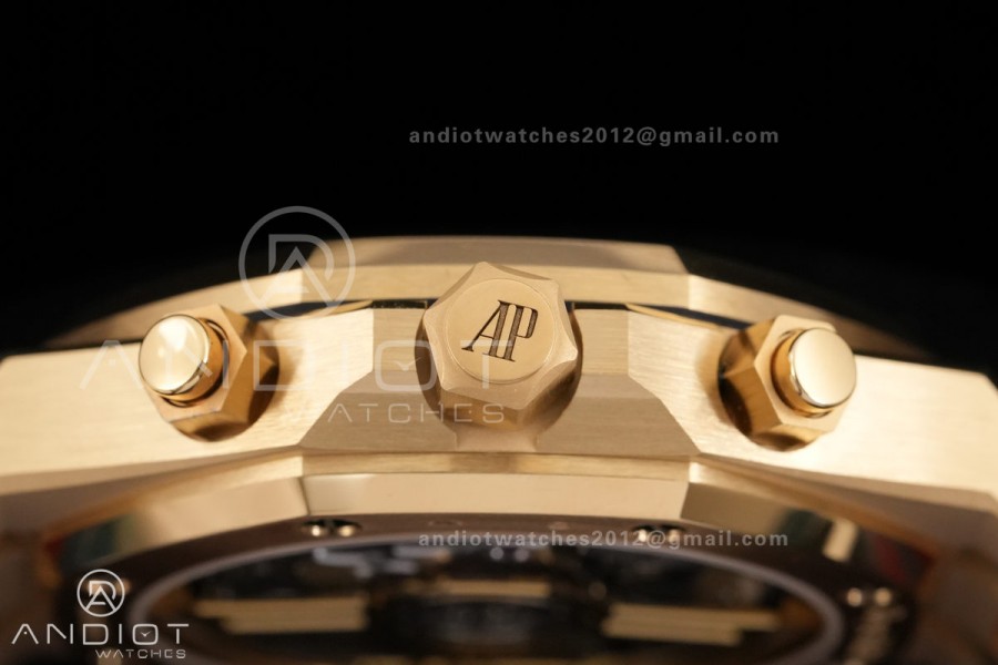 Royal Oak Chrono 26240 Frosted YG DDF 1:1 Best Edition YG/Black Dial on YG Bracelet DD4401 Super Clone (SW Dial)