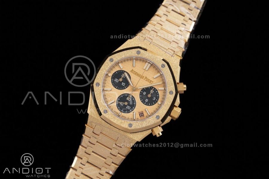 Royal Oak Chrono 26240 Frosted YG DDF 1:1 Best Edition YG/Black Dial on YG Bracelet DD4401 Super Clone (SW Dial)