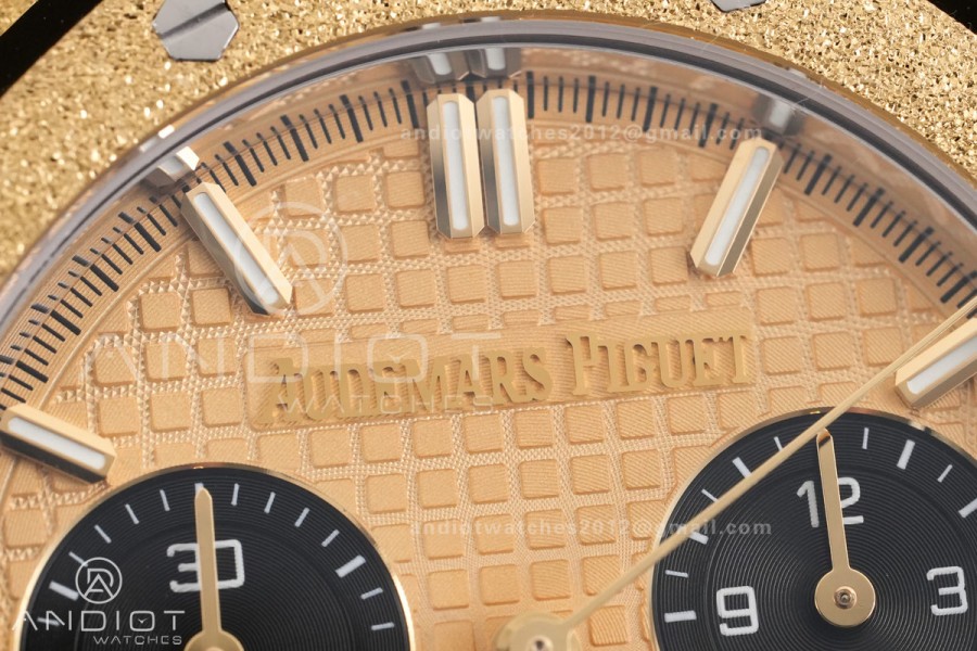 Royal Oak Chrono 26240 Frosted YG DDF 1:1 Best Edition YG/Black Dial on YG Bracelet DD4401 Super Clone (SW Dial)