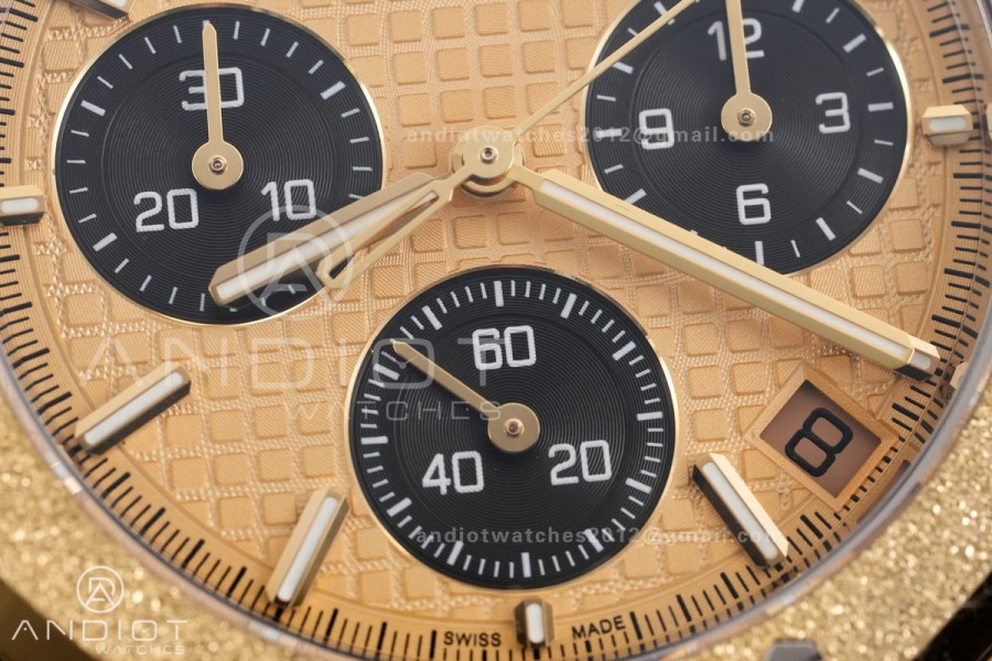 Royal Oak Chrono 26240 Frosted YG DDF 1:1 Best Edition YG/Black Dial on YG Bracelet DD4401 Super Clone (SW Dial)