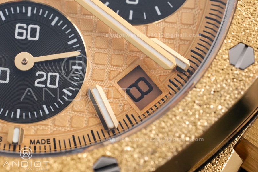 Royal Oak Chrono 26240 Frosted YG DDF 1:1 Best Edition YG/Black Dial on YG Bracelet DD4401 Super Clone (SW Dial)